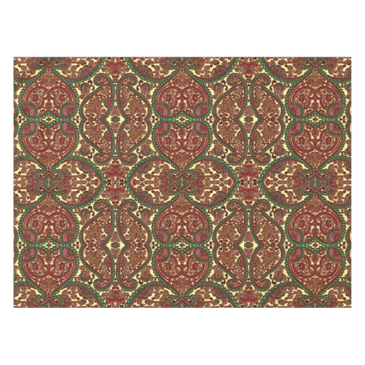 Nappe Victorian paisley pattern elegant red green gold (Devant (Horizontal))