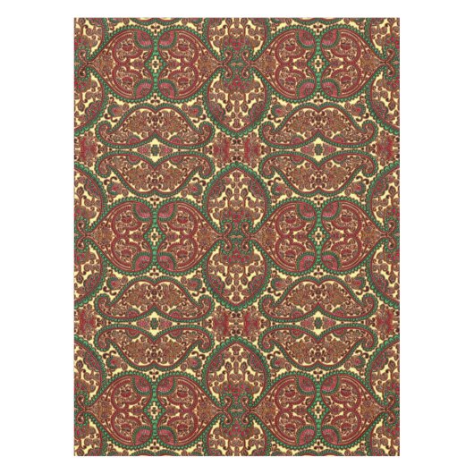 Nappe Victorian paisley pattern elegant red green gold (Devant)