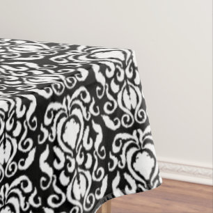 Nappe Vieux Monde Damas blanc sur noir