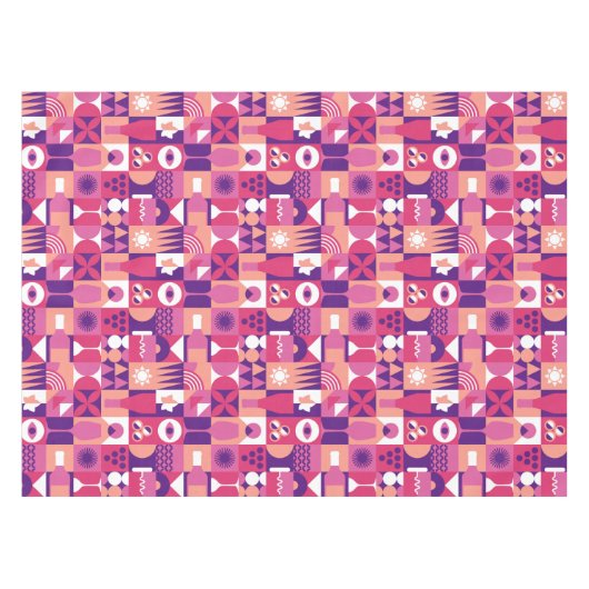 Nappe Vin rose violet rétro Bauhaus Motif (Devant (Horizontal))