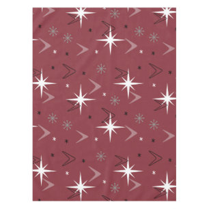 Nappe Vintage 1950 Boomerangs Stars Bourgogne