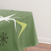Nappe Vintage 1950 Boomerangs Stars Olive Green (In Situ)