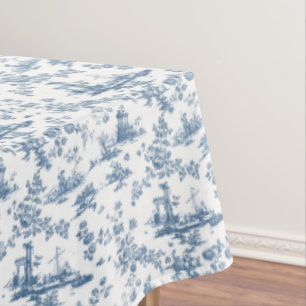 Nappe Vintage Anglais Floral Toile de Jouy-Blue