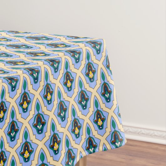 Nappe Vintage Bleu Jaune Marocain Arabe Tracer Art (In Situ)