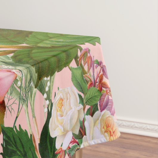 Nappe Vintage Botanique, Blush Floral Rose Illustration, (In Situ)