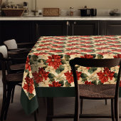 Nappe Vintage Christmas Tablecloth Poinsettia Pattern