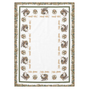 Nappe Vintage classique or vert renne et traîneau