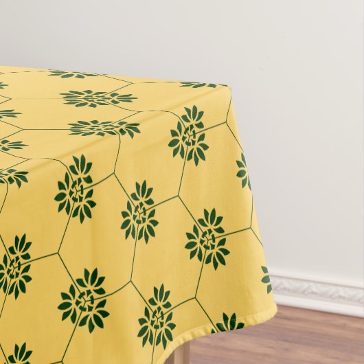 Nappe Vintage Jaune Vert Barcelone Fleur Motif (In Situ)
