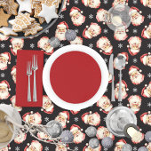 Nappe Vintage Retro Père Noël Noir Noël