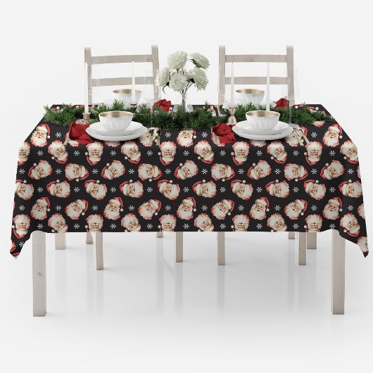 Nappe Vintage Retro Père Noël Noir Noël