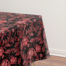 Vintage rouge Floral Feuille Damask sur noir