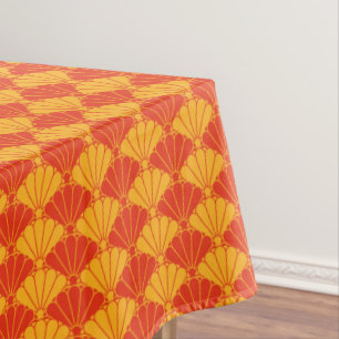 Nappe Vintage rouge jaune Kiku Chrysanthemum Mon Motif