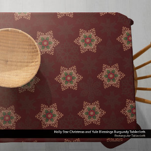 Nappe Vintage rouge Noël Holly Celtic Star Motif