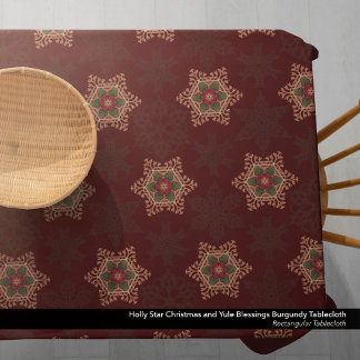 Nappe Vintage rouge Noël Holly Celtic Star Motif