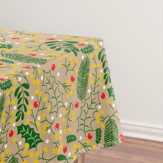 Nappe Vintage Rustic Green Holly Berry Noël (In Situ)