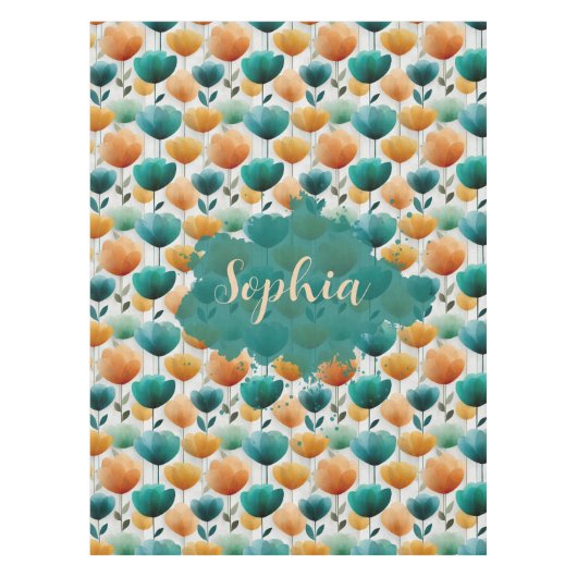 Nappe Vintage Spring Yellow and Green Floral (Devant)