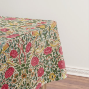 Nappe Vintage William Morris Rose Rose Jaune Oiseau Plat
