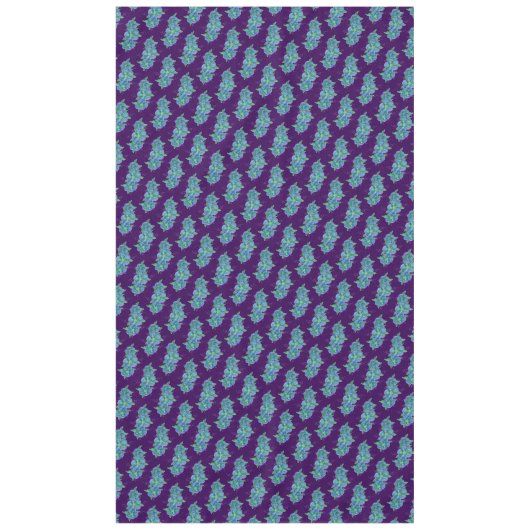 Nappe Violet Foncé Avec Art Floral Bleu (Devant)