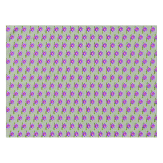 Nappe Violet Lotus Fleurs & Lily Pad sur Laurel Green (Devant (Horizontal))