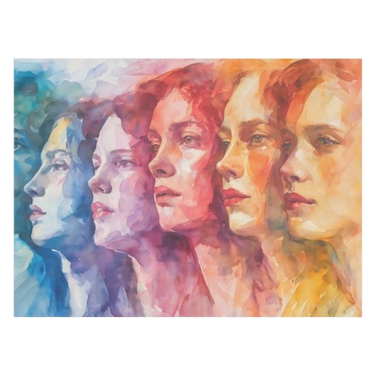 Nappe Visages des femmes - Peinture aquarelle (Devant (Horizontal))