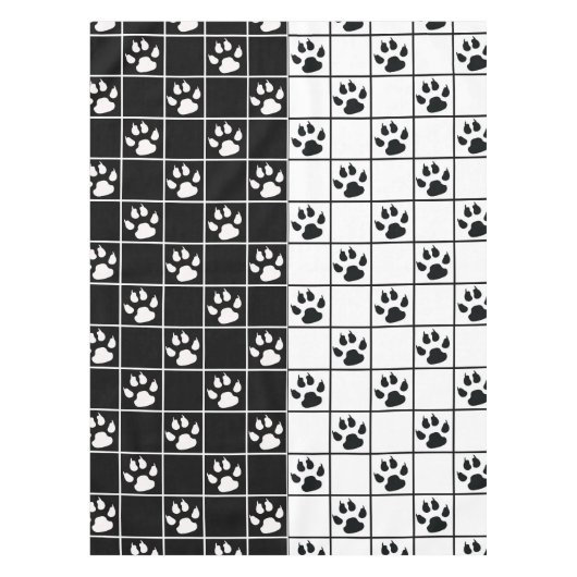 Nappe Vitre blanche noire Cute Paw Plaid (Devant)