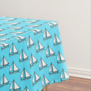Nappe Voiliers sur le motif bleu de mer