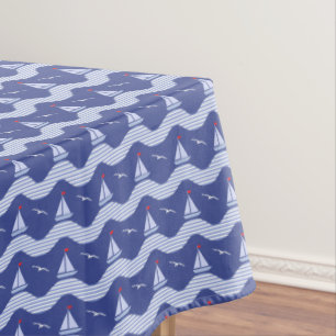 Nappe Voiliers sur un motif rayé de mer