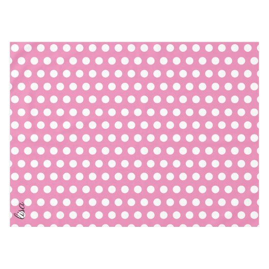 Nappe votre nom en rose et blanc points motif tendance (Devant (Horizontal))