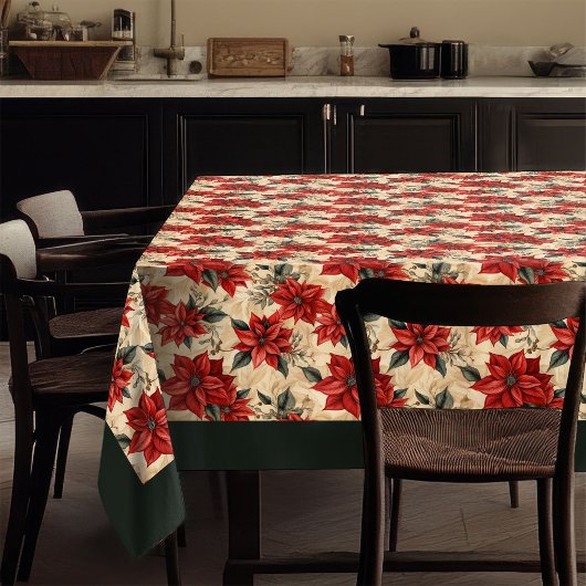 Nappe Watercolor Poinsettia Tablecloth Rustic Christmas