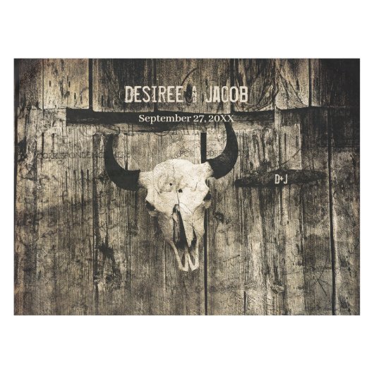Nappe Western Rustic Mariage Bull Skull Vintage (Devant (Horizontal))