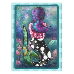Nappe Whimsical Abstract Mermaid Nautical Teal Seashells