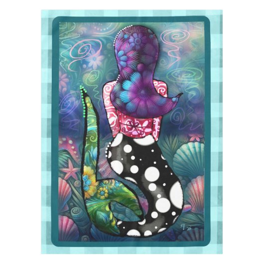 Nappe Whimsical Abstract Mermaid Nautical Teal Seashells (Devant)