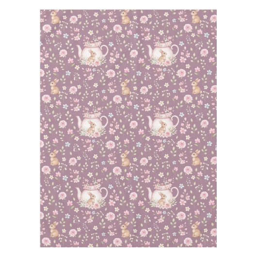 Nappe Whimsical Bunny Teapot Spring Floral Pattern (Devant)