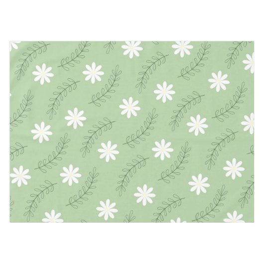 Nappe Whimsical Sage Green Floral Retro, Gai (Devant (Horizontal))