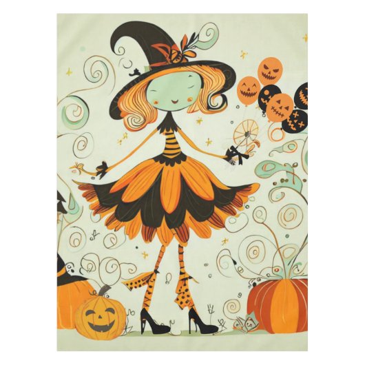 Nappe whimsical/sorcière/citrouille/chute (Devant)