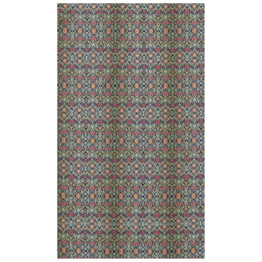 Nappe William Morris Fleurs Feuillage Vert Jaune Rouge R (Devant)