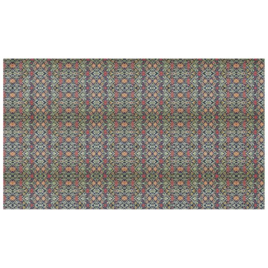 Nappe William Morris Fleurs Feuillage Vert Jaune Rouge R (Devant (Horizontal))