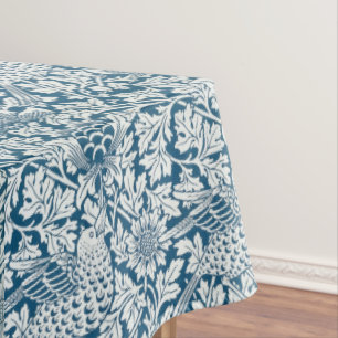 Nappe William Morris Fleurs Vintages Oiseaux Bleu Blanc