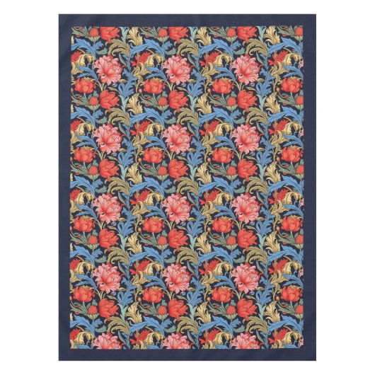 Nappe William Morris Pimpernel bleu rose rouge (Devant)