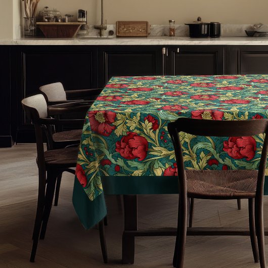 Nappe William Morris Pimpernel chaud rouge pastel bleu s