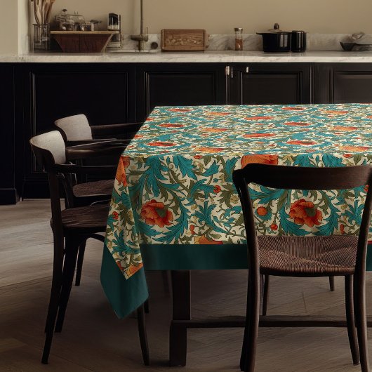 Nappe William Morris Pimpernel terre cuite pastel bleu