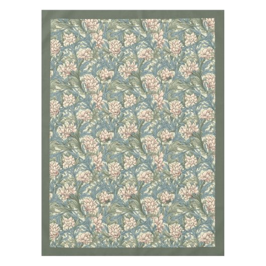 Nappe William Morris Pimpernel vert pâle rose (Devant)