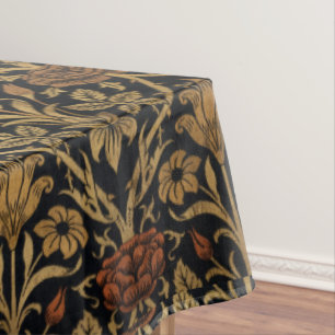 Nappe William Morris Rose rouge Vintage et Vine d'or