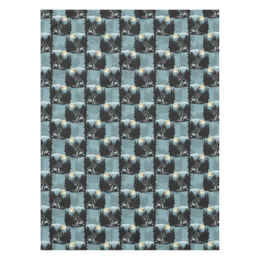 Nappe Wolf Howling À Moon Design Motif (Devant)