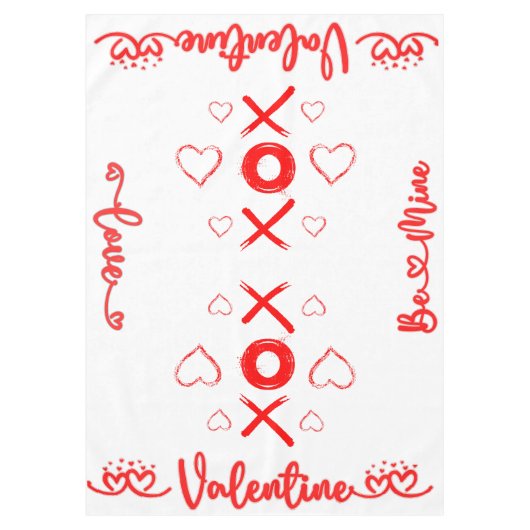 Nappe XOXO de Saint-Valentin aux coeurs rouges | (Devant)