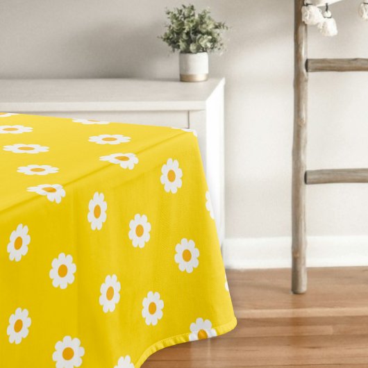 Nappe Yellow tablecloth with daisies