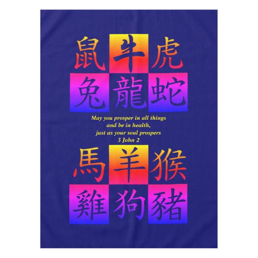 Nappe Zodiaque chinois bleu (Devant)