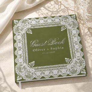 Napperon en Dentelle Élégant Vert Olive Mariage