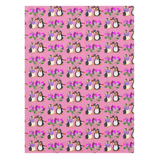 Nappes Saint-Valentin Coeurs de pingouins (Devant)