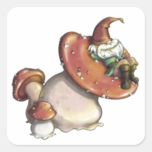 Napping Gnome Vierkante Sticker (Voorkant)